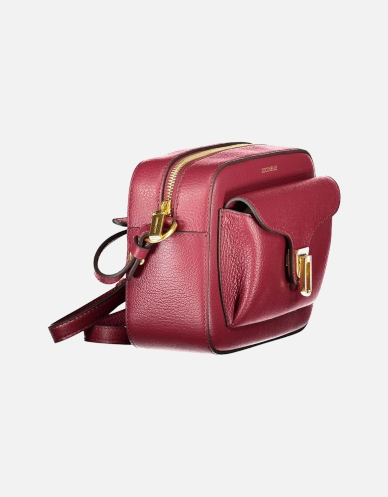 High-Waisted Leather Straight-Leg Trousers Women - Purple Handbags