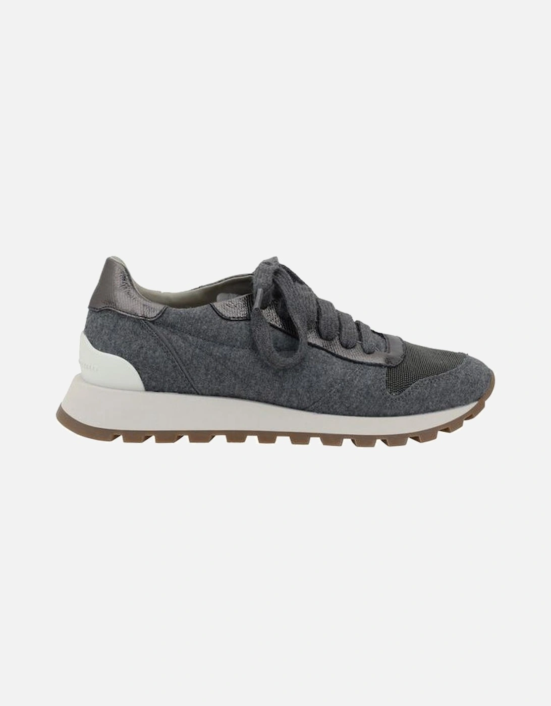 Elegant Melange Fabric Lace-Up Sneakers Women - Gray, 5 of 4