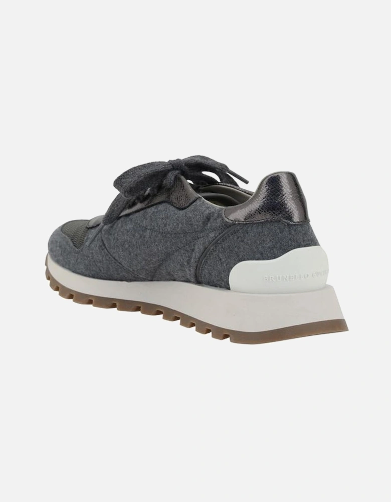 Elegant Melange Fabric Lace-Up Sneakers Women - Gray