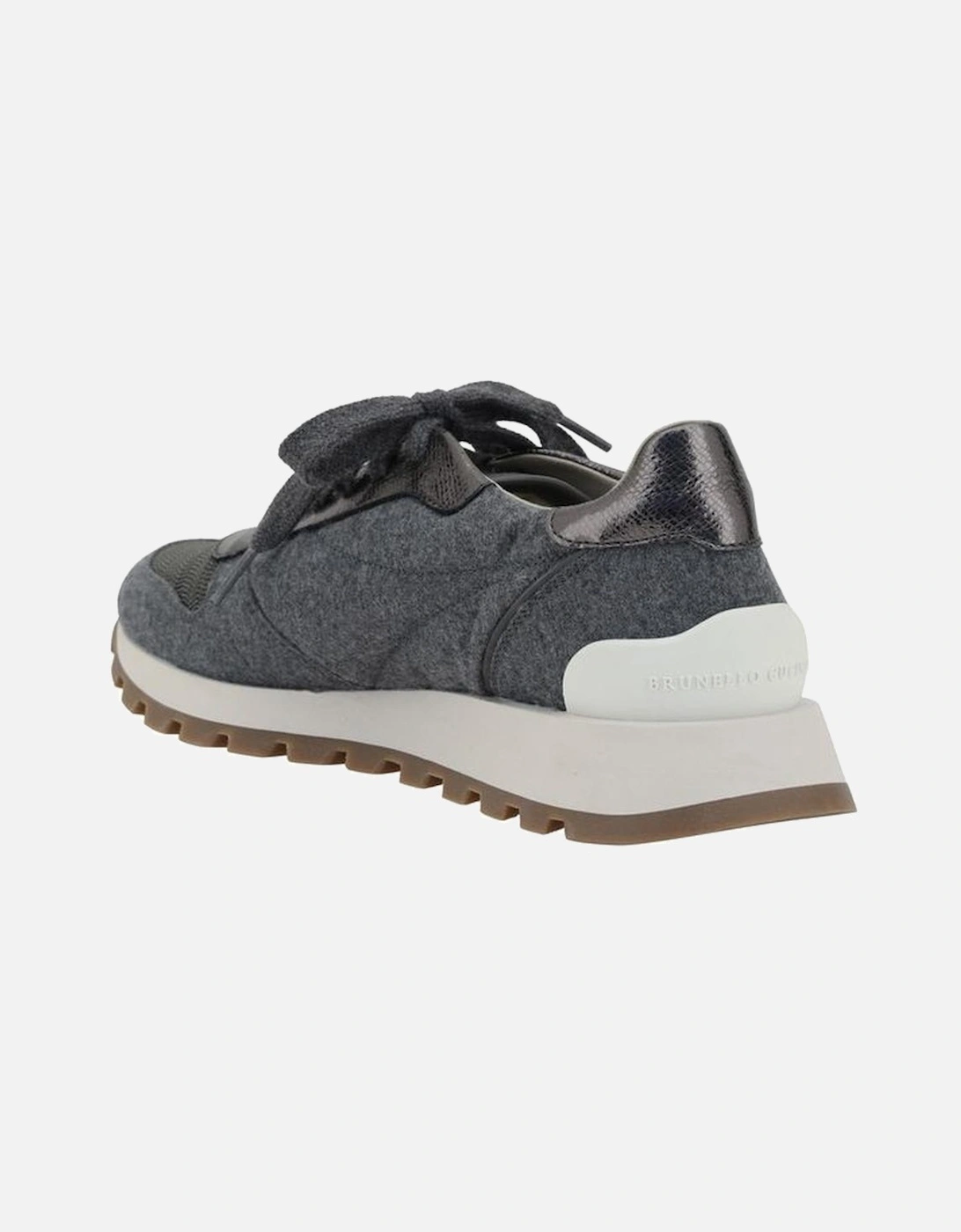 Elegant Melange Fabric Lace-Up Sneakers Women - Gray