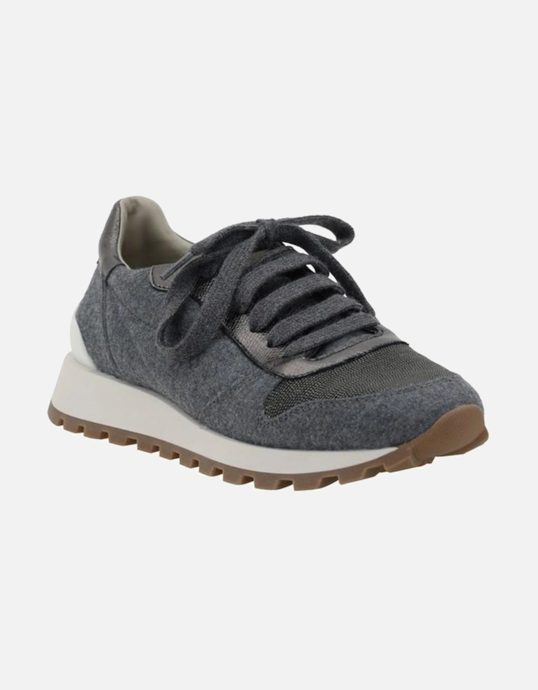 Elegant Melange Fabric Lace-Up Sneakers Women - Gray