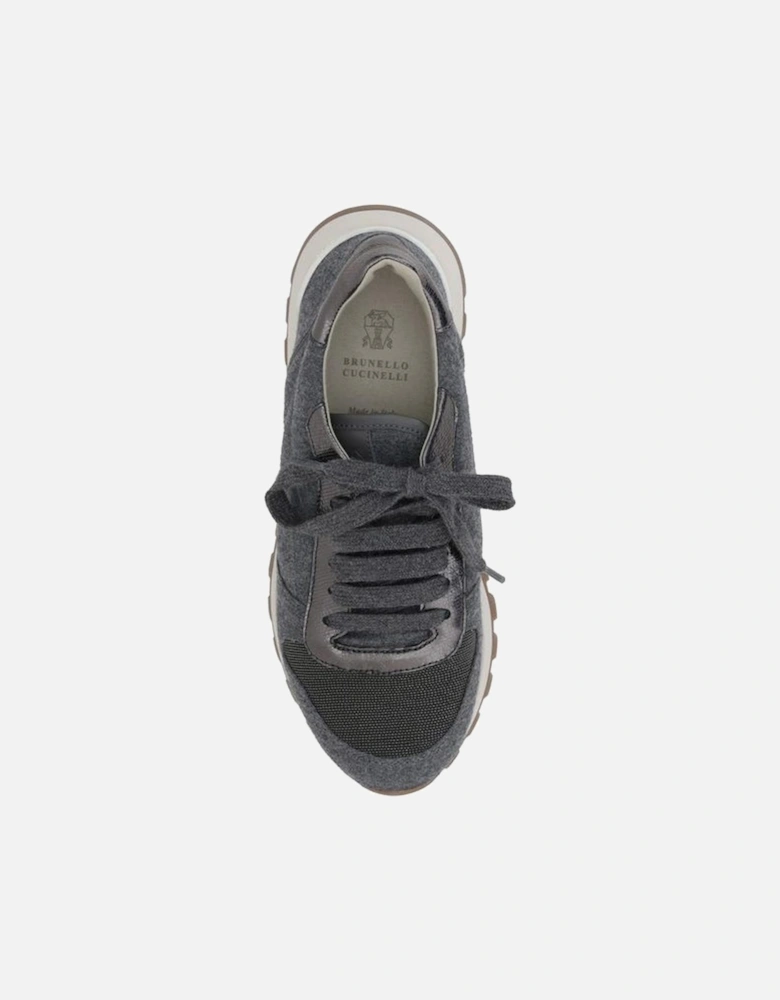 Elegant Melange Fabric Lace-Up Sneakers Women - Gray