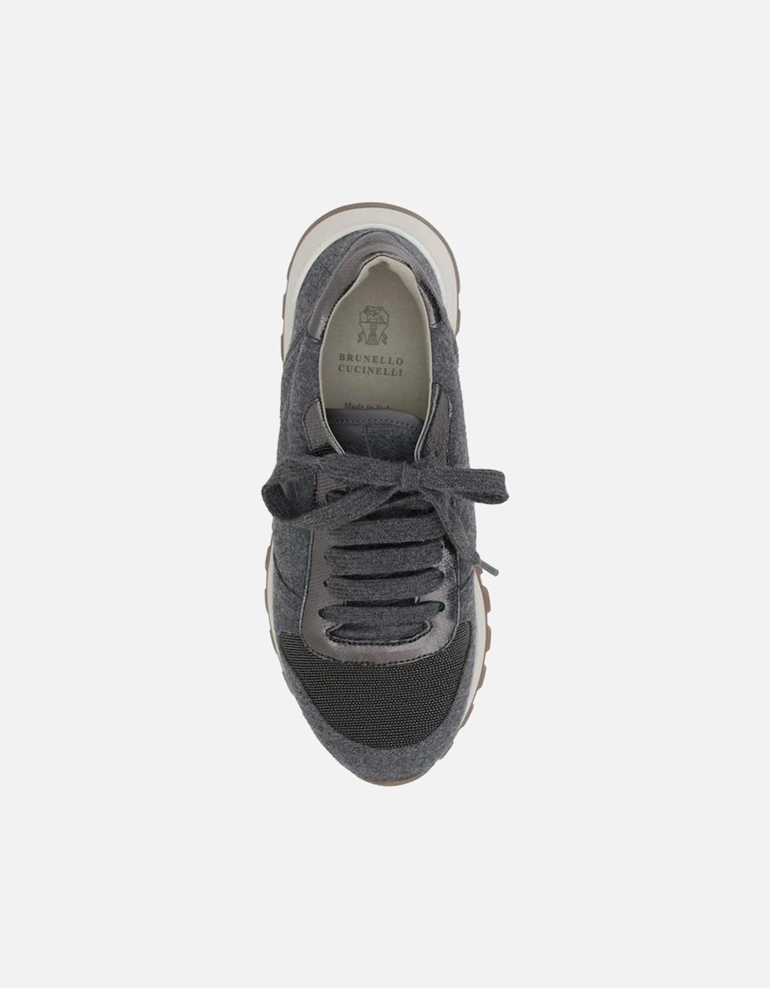 Elegant Melange Fabric Lace-Up Sneakers Women - Gray