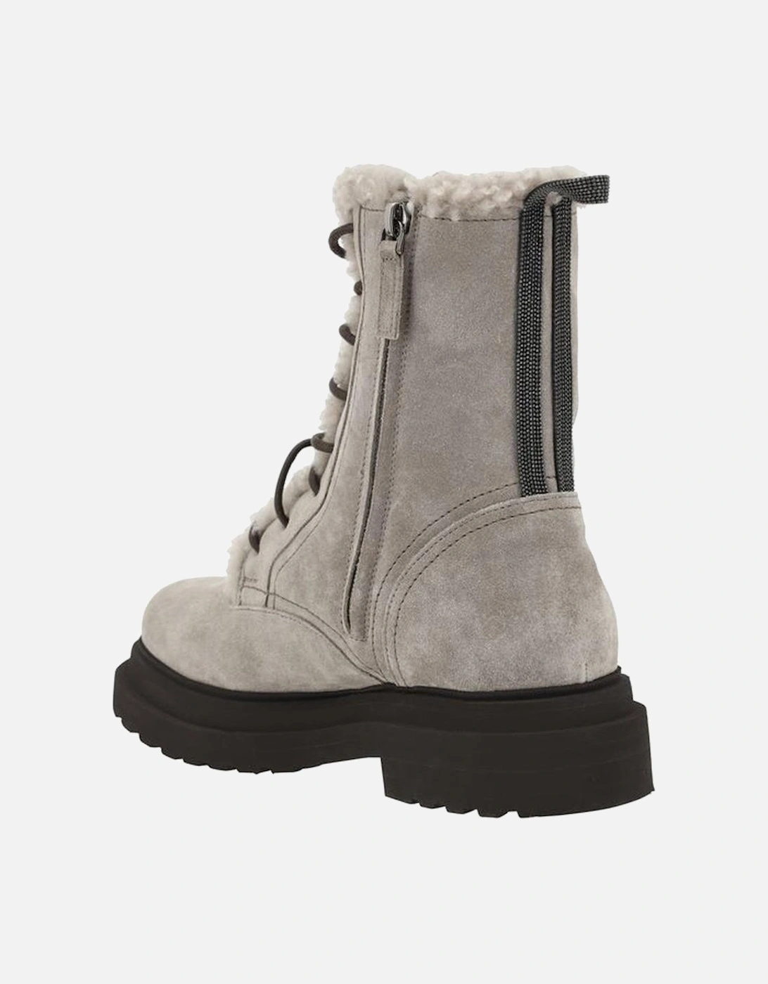 Leather Ankle Boots with Buckle Detail Women - Gray