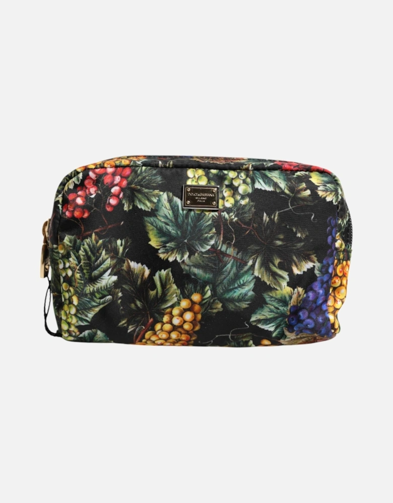 Grape Print Clutch Bag with Gold Hardware Women - Multicolor