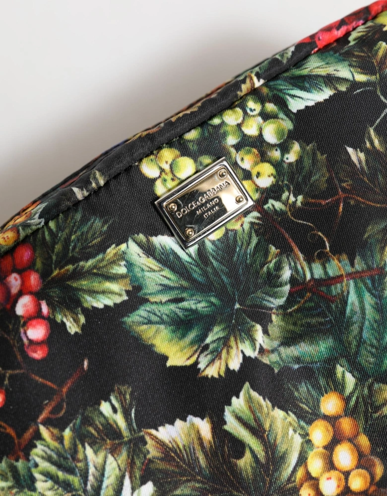 Grape Print Clutch Bag with Gold Hardware Women - Multicolor