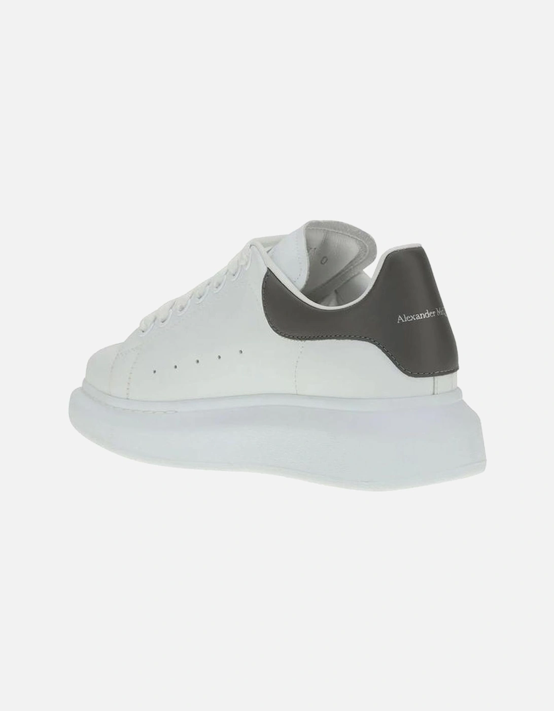 Leather Lace-Up Sneakers with Silver Logo Detail Women - White