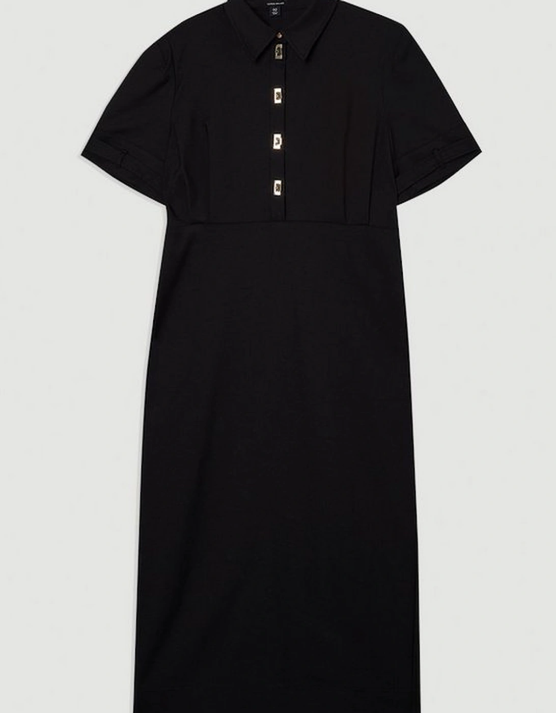 Plus Size Essential Techno Short Sleeve Woven Shirt Dress With Gold Hardware