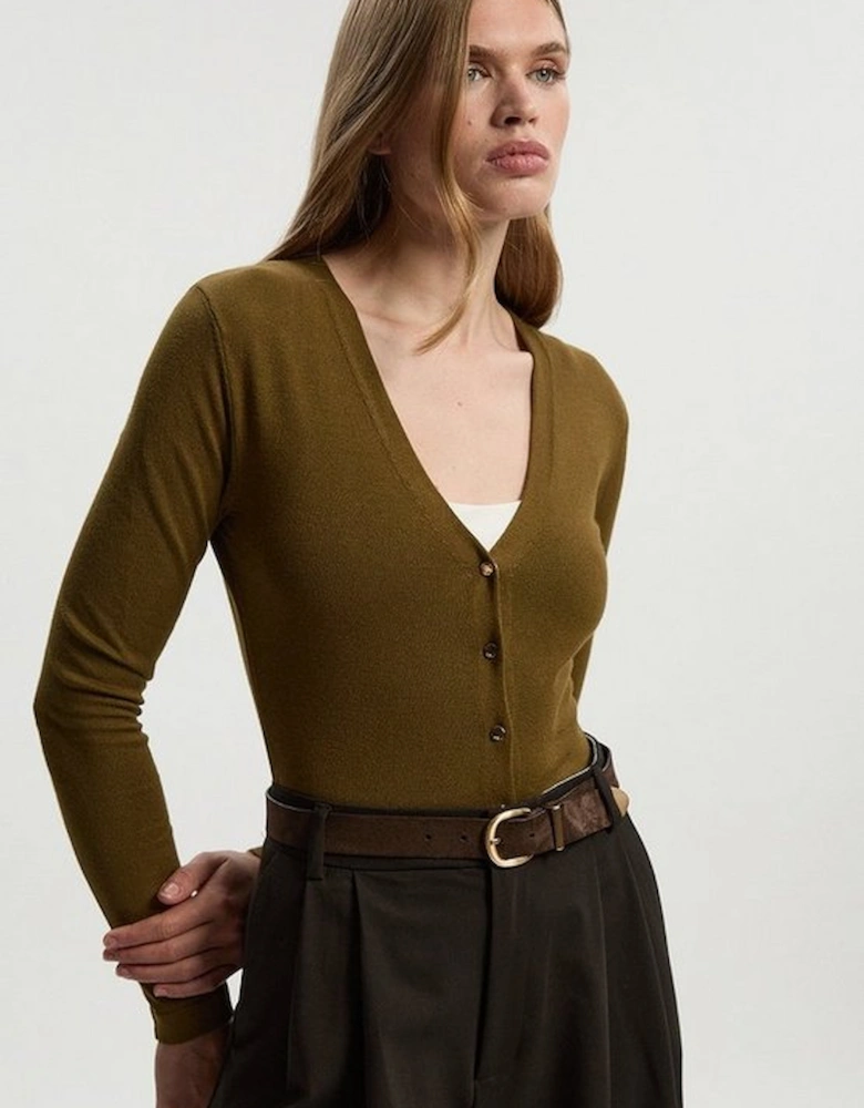 Viscose Blend Knitted Button Detail Cardigan