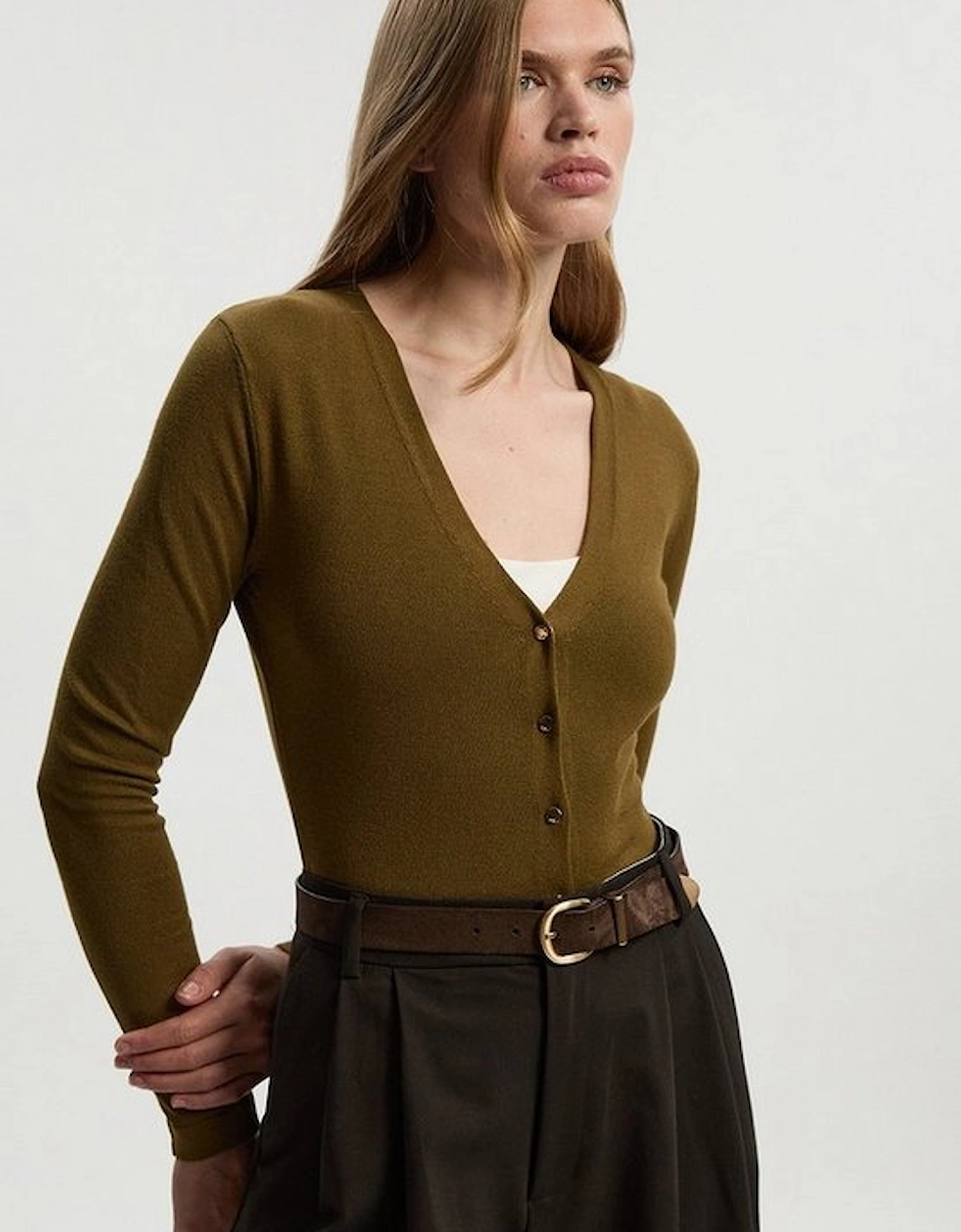 Viscose Blend Knitted Button Detail Cardigan