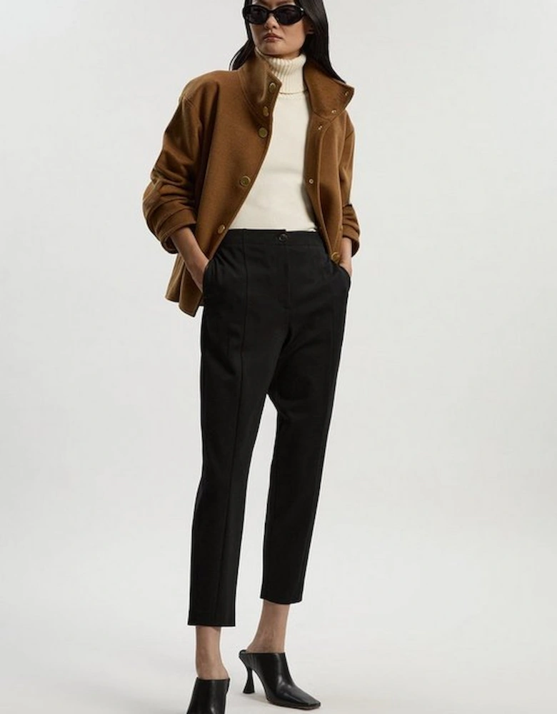 Ponte And Pu Mix Tailored Slim Leg Trouser