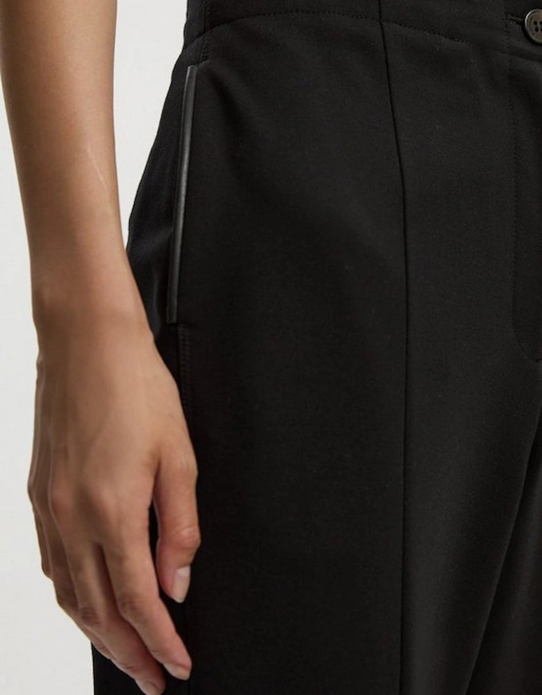 Ponte And Pu Mix Tailored Slim Leg Trouser