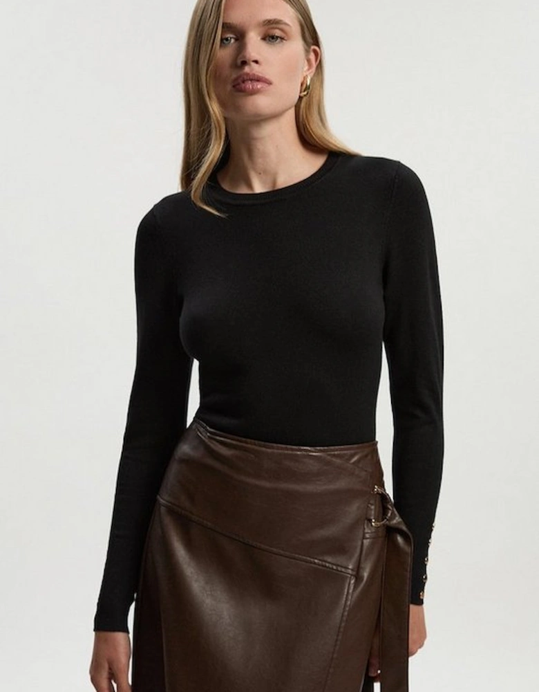 Viscose Blend Knitted Crew Neck Jumper