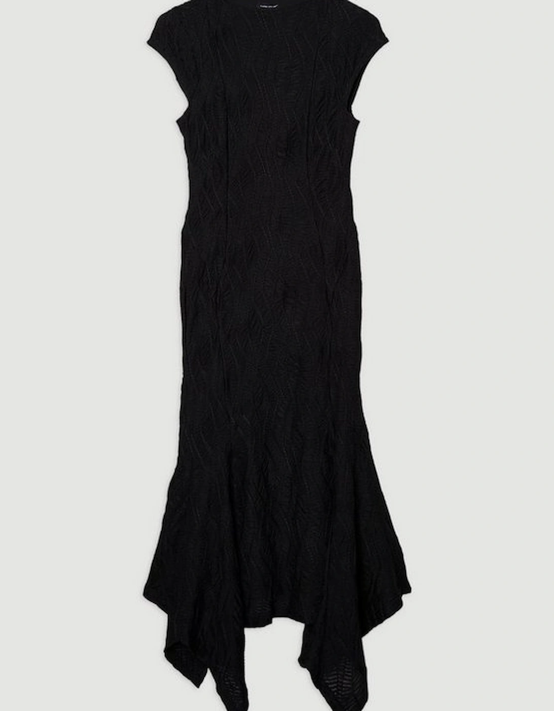 Plus Size Textured Hanky Hem Short Sleeve Trim Detail Jersey Maxi Dress