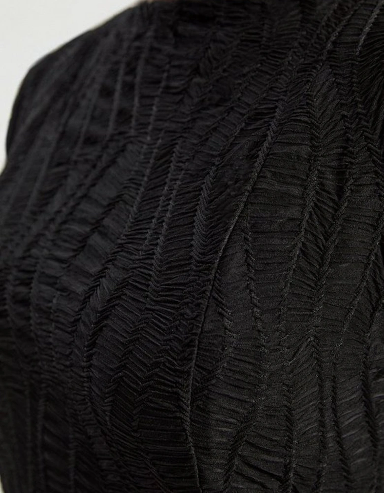 Plus Size Textured Hanky Hem Short Sleeve Trim Detail Jersey Maxi Dress