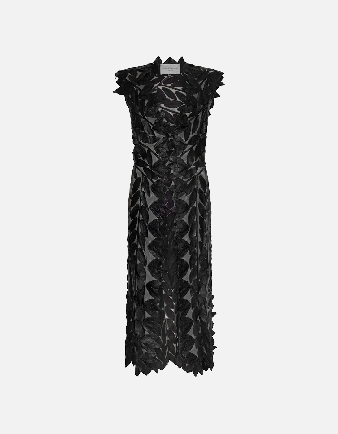 Long Black Leaf Leather Gilet