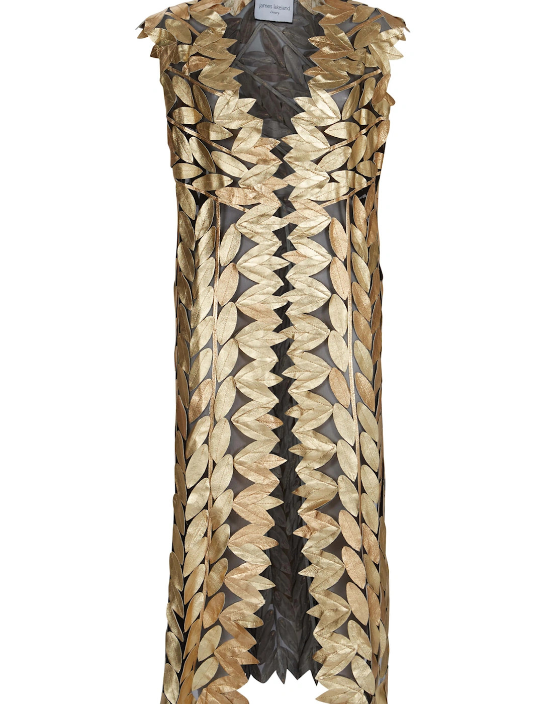 Long Gold Leaf Leather Gilet