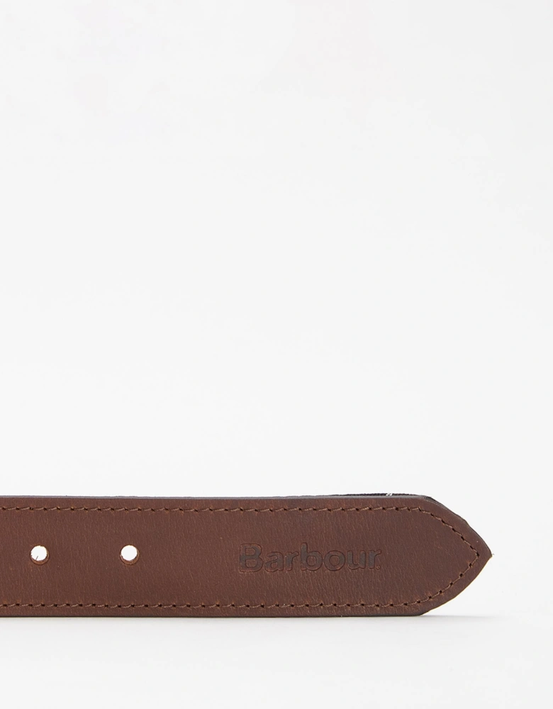Reversible Tartan Mens Leather Belt - Classic Tartan/Brown
