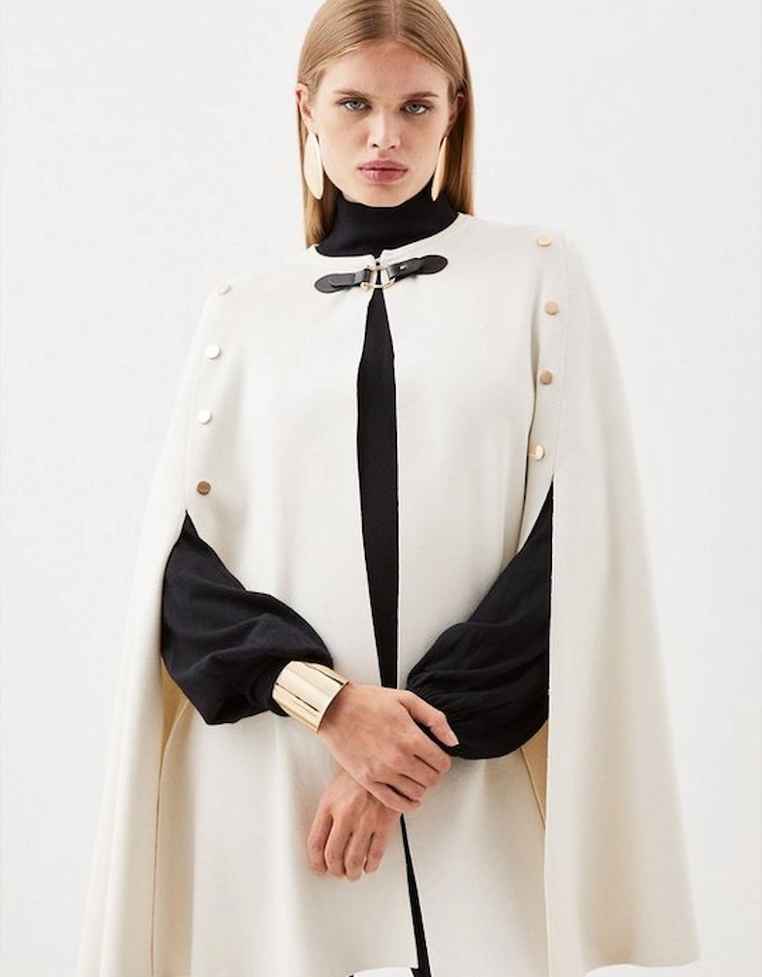 Popper Detail Knit Cape, 2 of 1