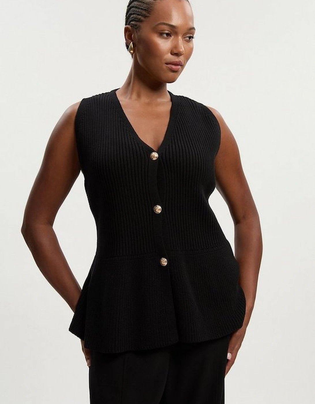 Plus Size Ribbed Cotton Knitted Waistcoat, 2 of 1