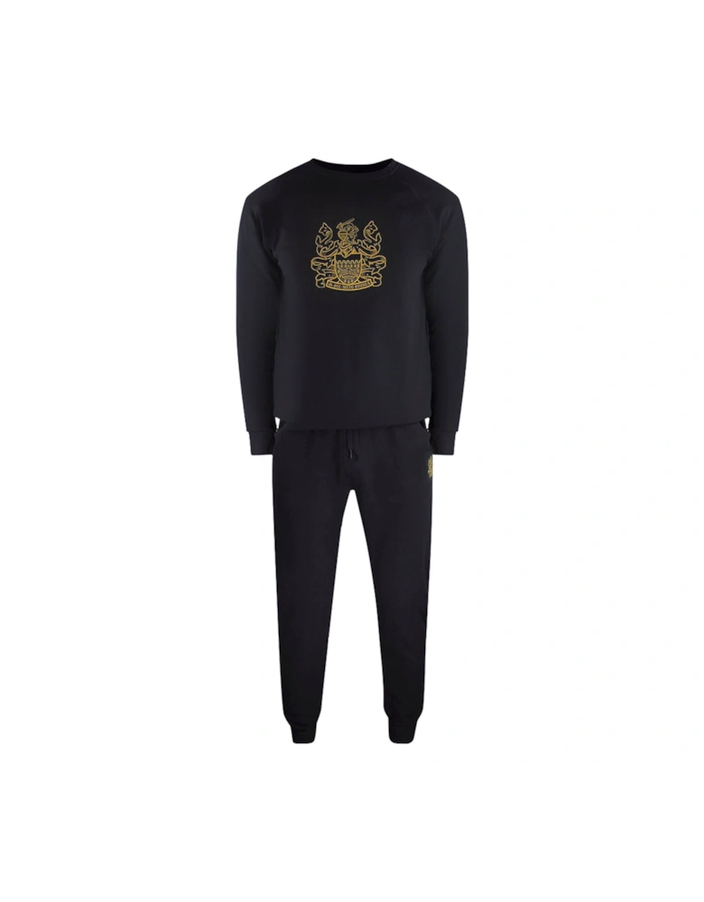 Iconic Crest Black Crewneck Track Set