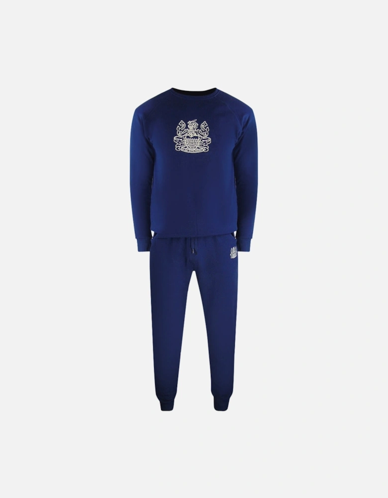 Iconic Crest Navy Blue Crew Neck Track Set