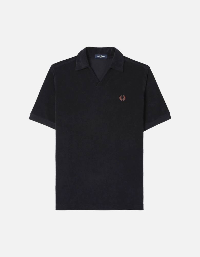 M7830 Open Collar Towelling Polo Shirt - Navy