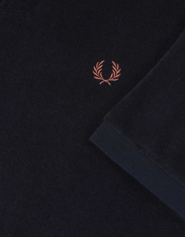 M7830 Open Collar Towelling Polo Shirt - Navy