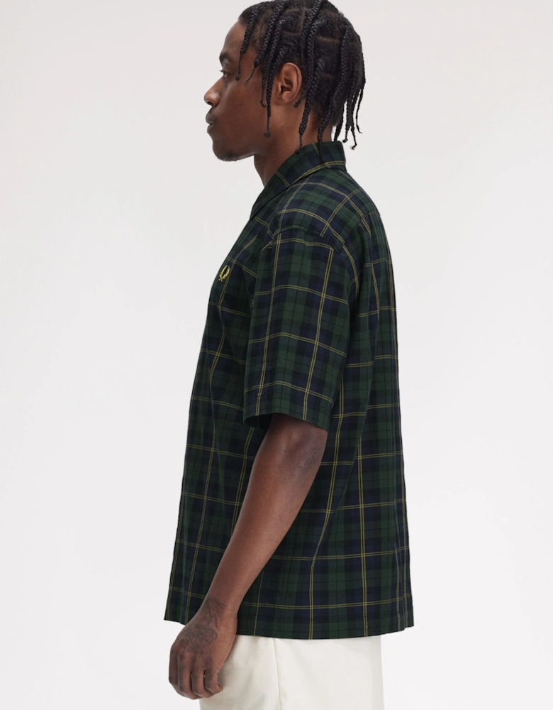 M9896 Tartan Twill Short Sleeve Shirt - Navy