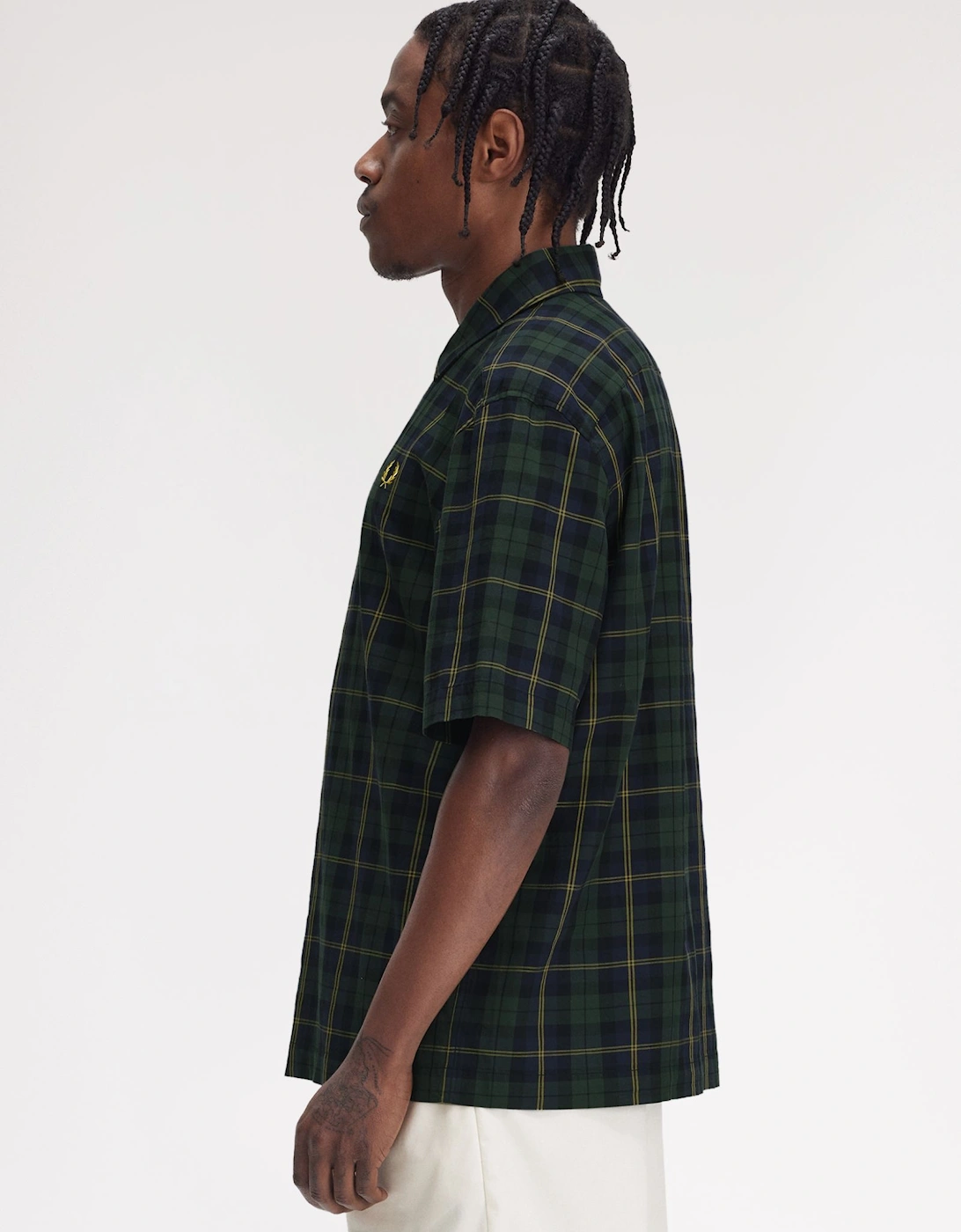 M9896 Tartan Twill Short Sleeve Shirt - Navy