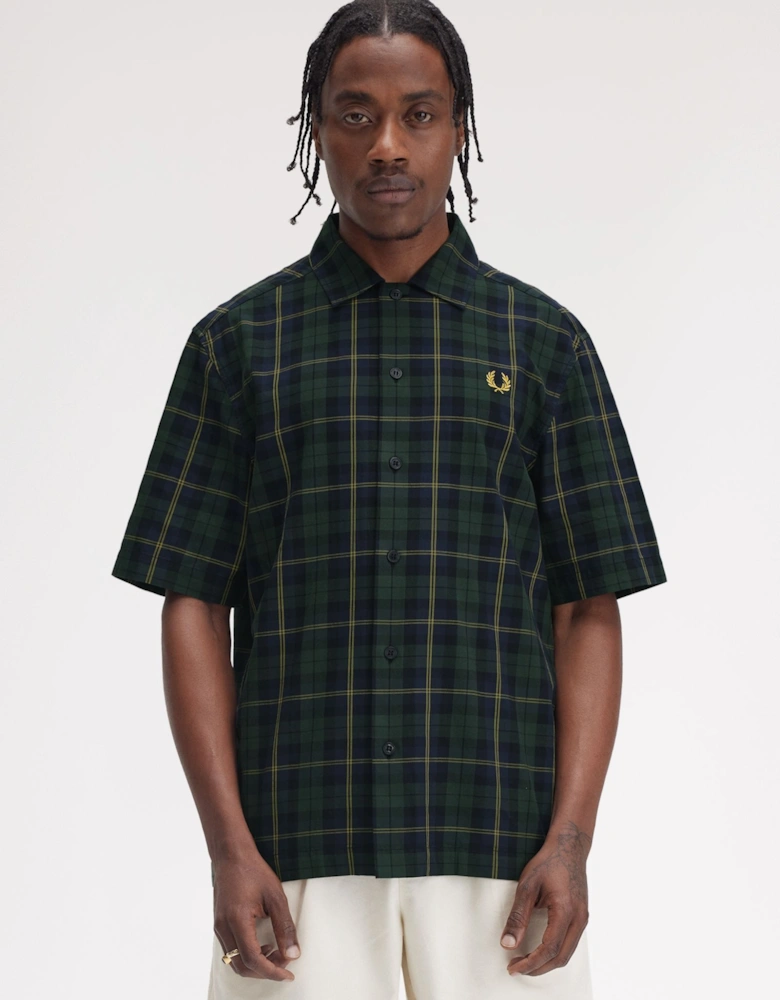 M9896 Tartan Twill Short Sleeve Shirt - Navy