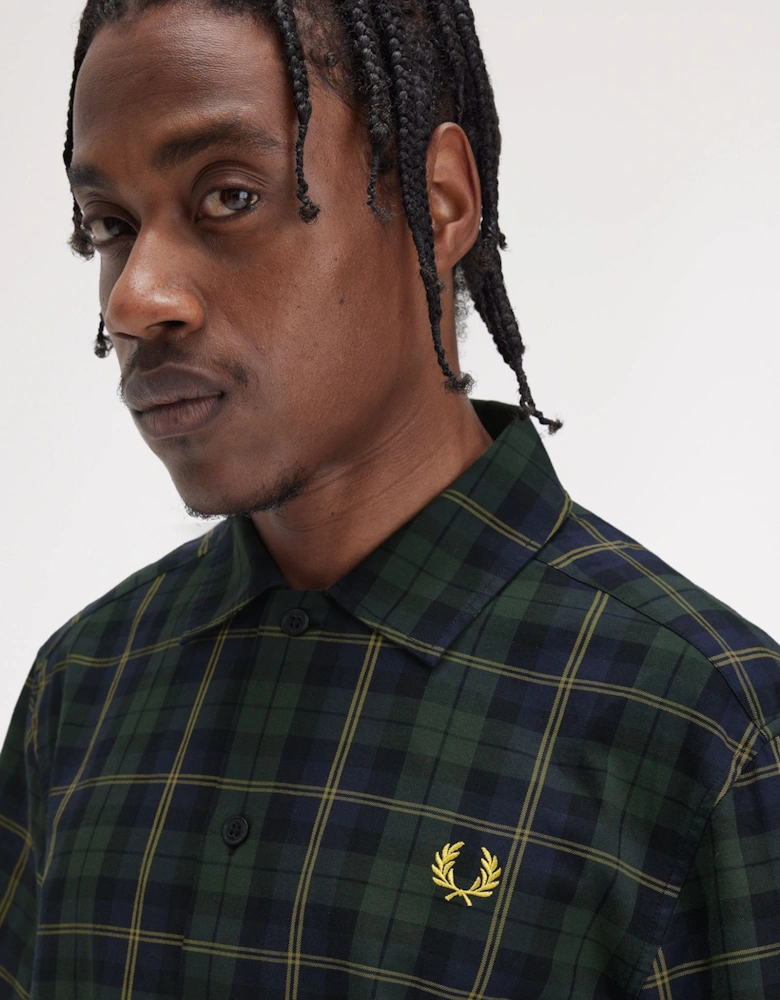 M9896 Tartan Twill Short Sleeve Shirt - Navy