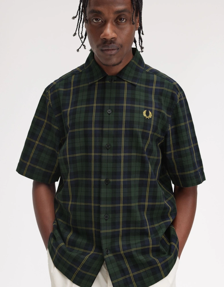 M9896 Tartan Twill Short Sleeve Shirt - Navy