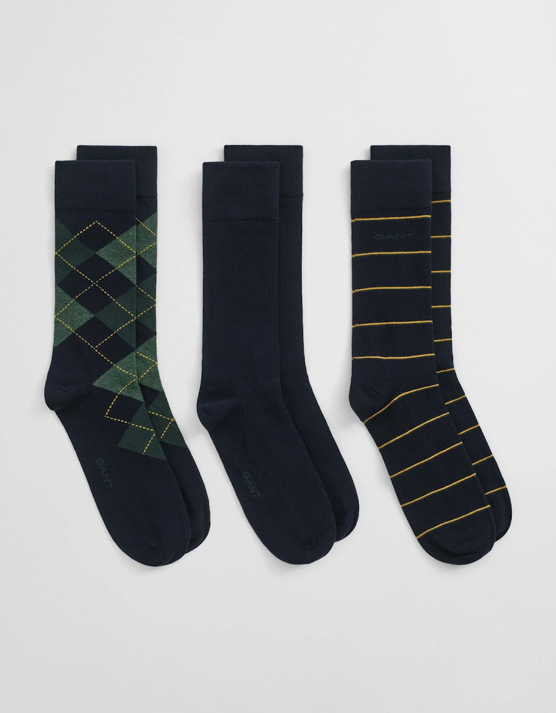 Mens Argyle And Stripe 3-Pack Socks - 410 Marine, 2 of 1