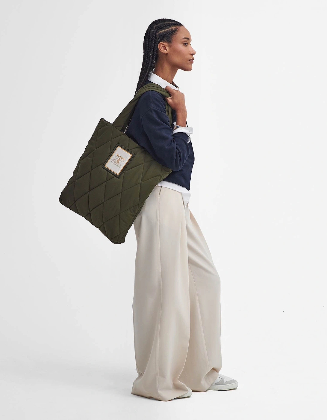 Mariah Womens Quilted Tote Bag - Olive