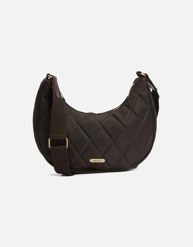 Womens Quilted Sling Shoulder Bag - Olive