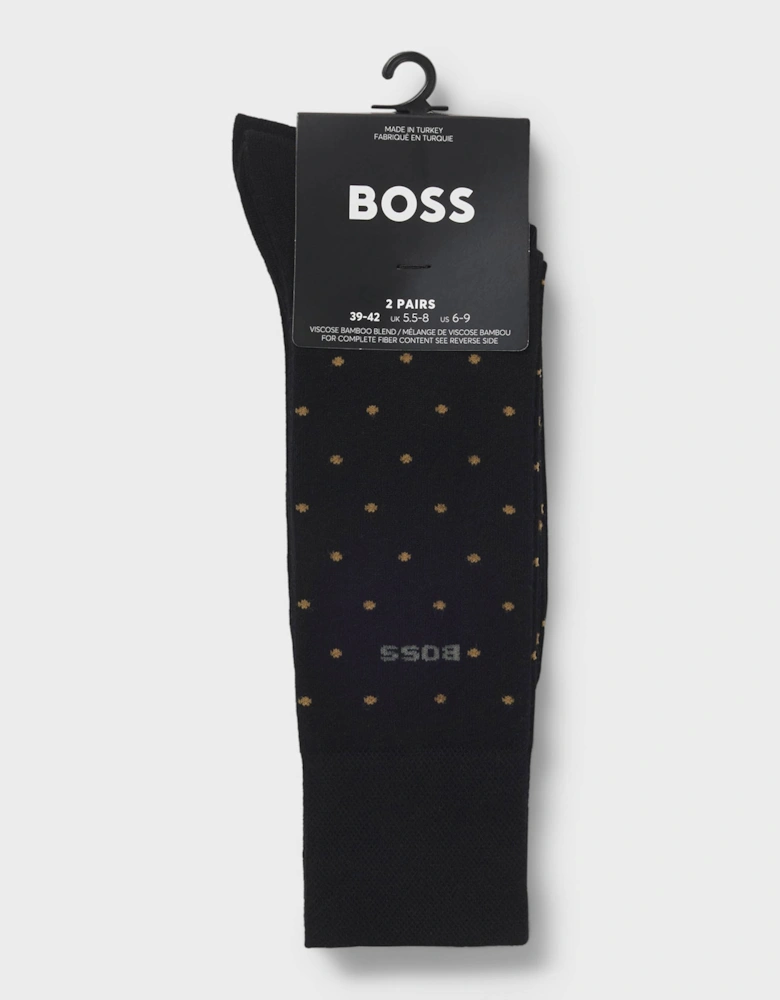 BOSS Orange 2-Pack RS MiniDot Regular-Length Socks with Logos - Black 001