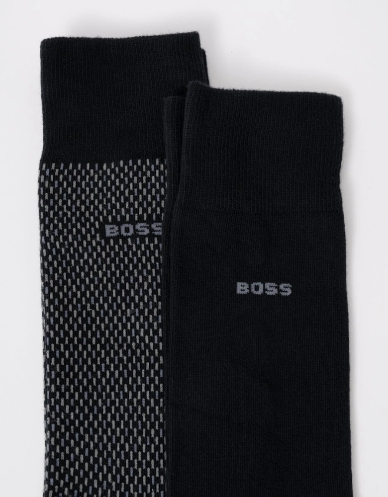 BOSS Orange 2-Pack Mens Regular Length Combed Cotton-Blend Minipattern Socks