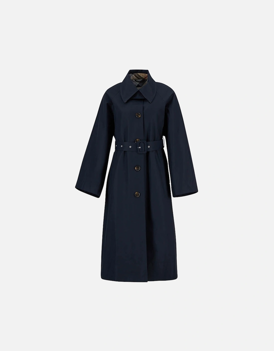 Robyn Womens Showerproof Trench Coat - Dark Navy/Hessian Tartan, 2 of 1