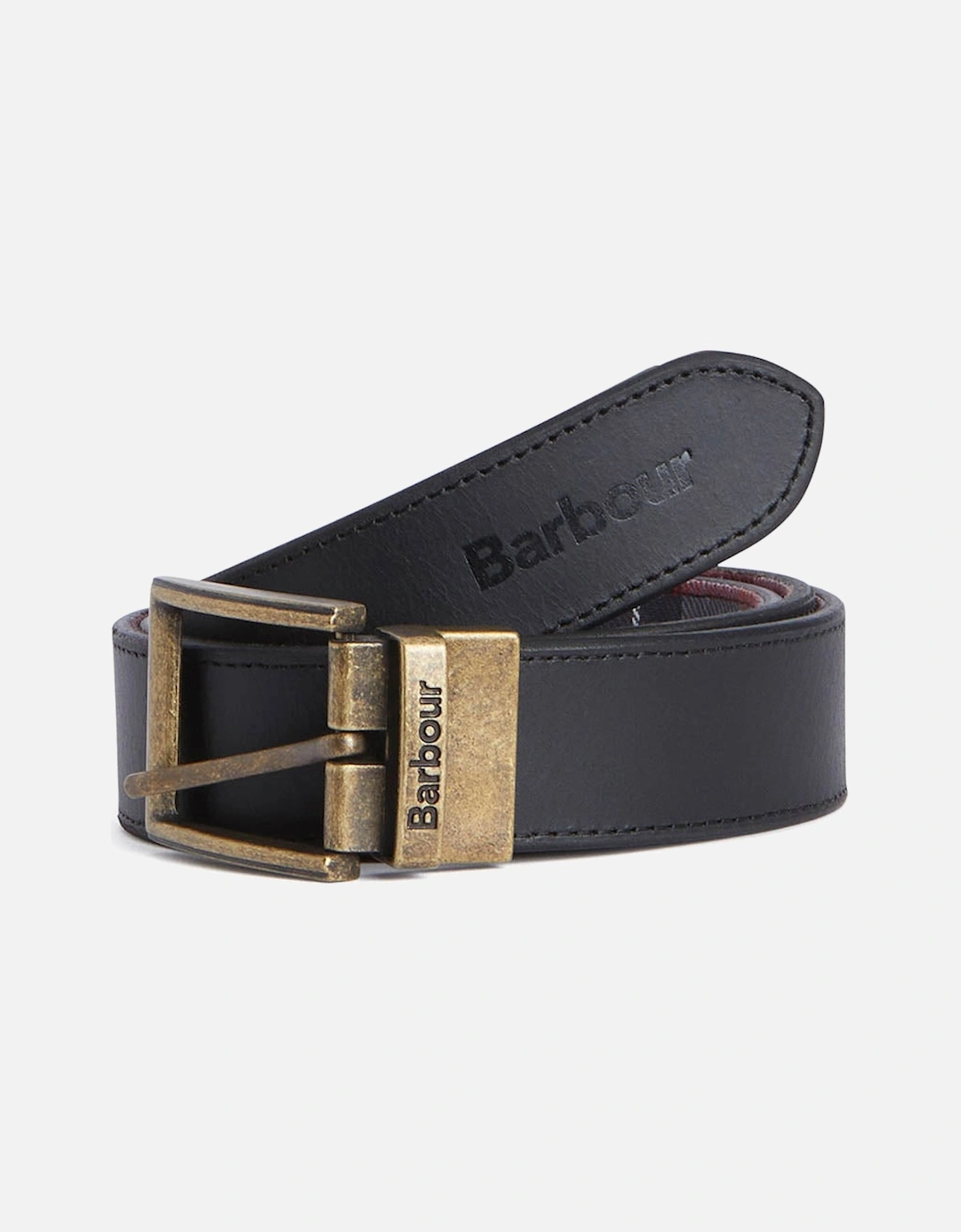Reversible Tartan Mens Leather Belt - Black/Modern Tartan, 2 of 1