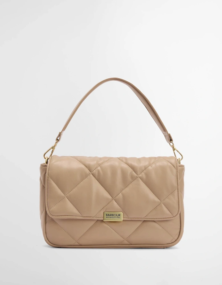 Womens Soft Quilt Shoulder Bag - Camel