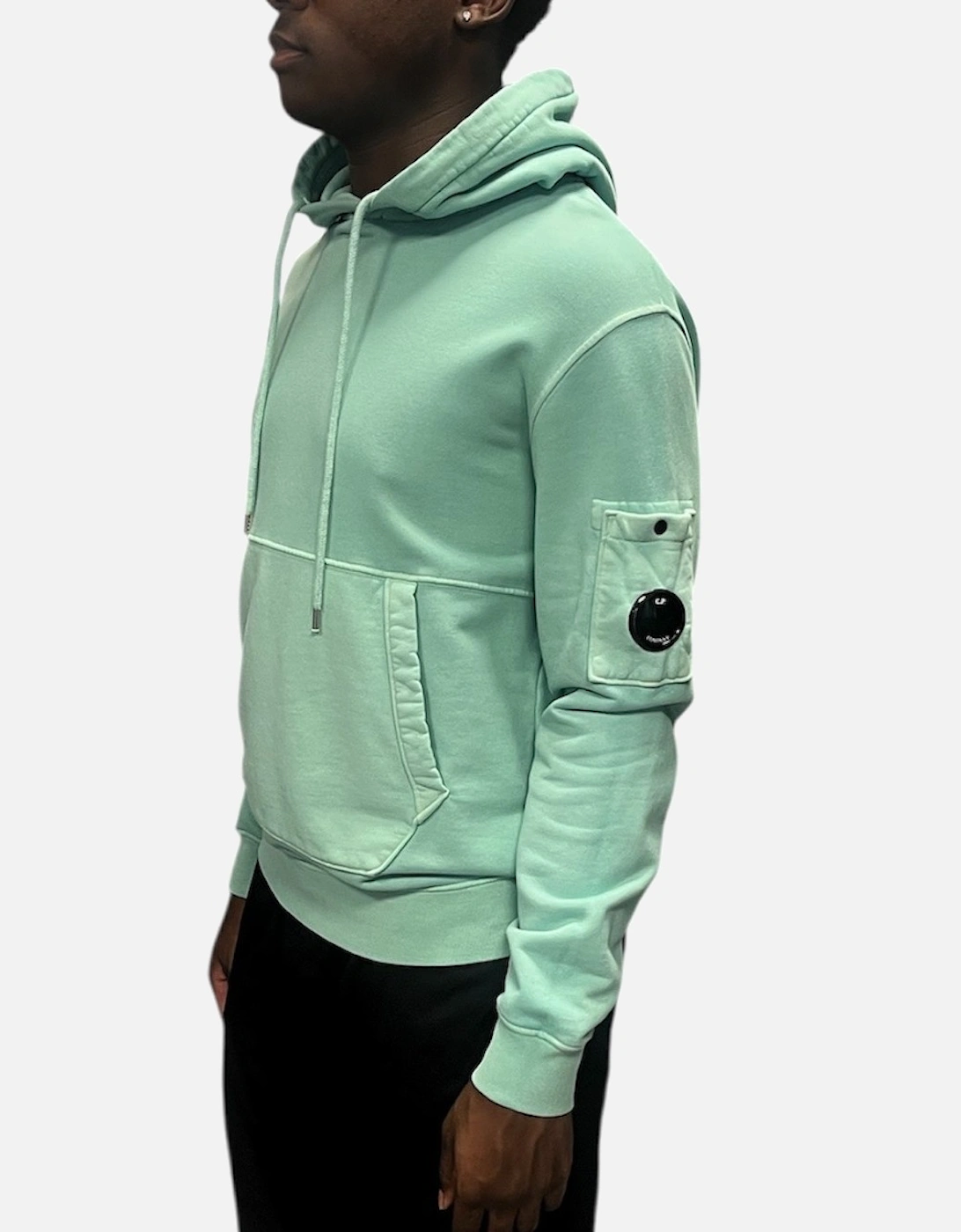 Diagonal Raised Fleece Lens Hooded Sweatshirt - Mineral