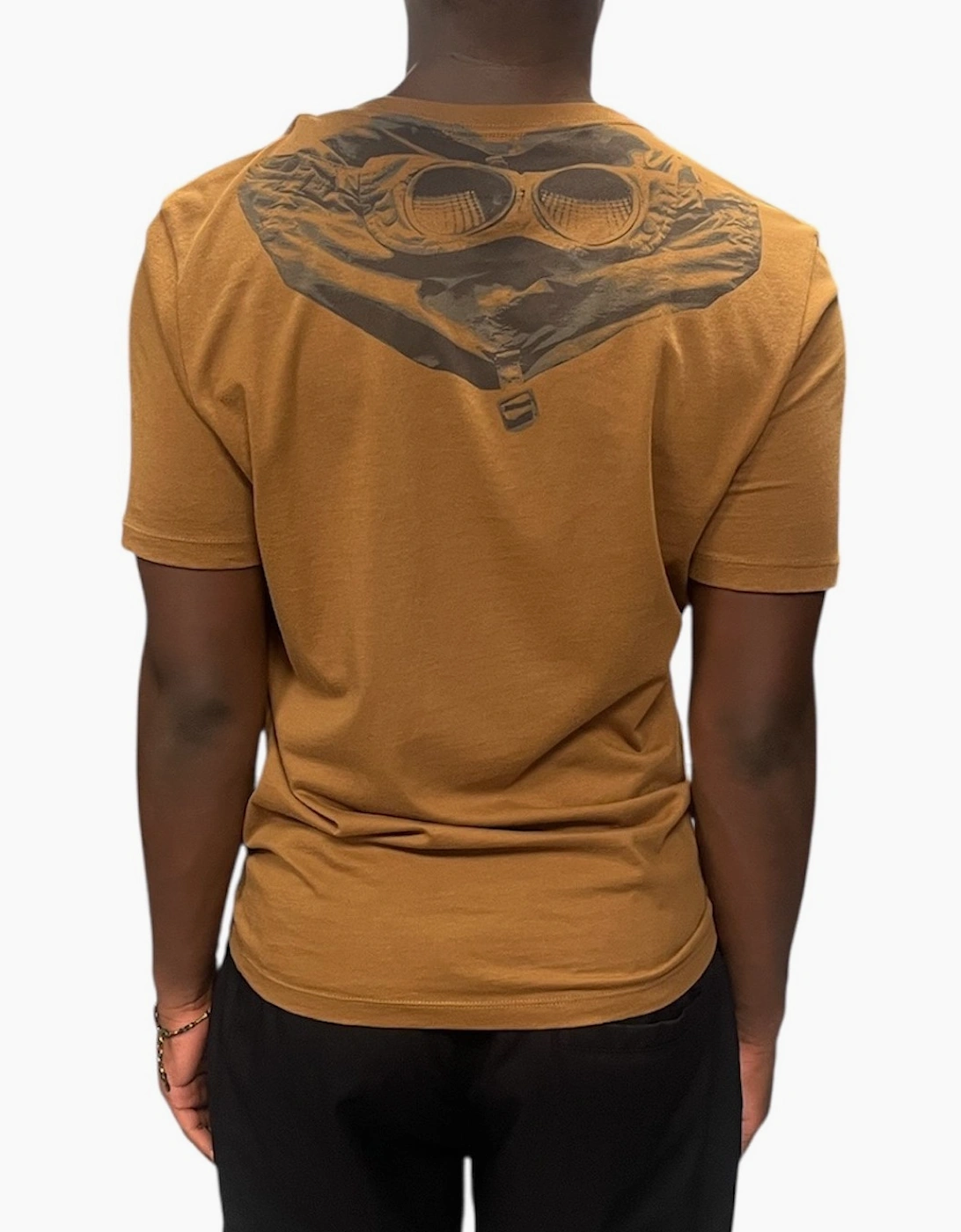 Cp Company Men's Brown Goggle Graphic T Shirt - Bronze  42 Extra Large
