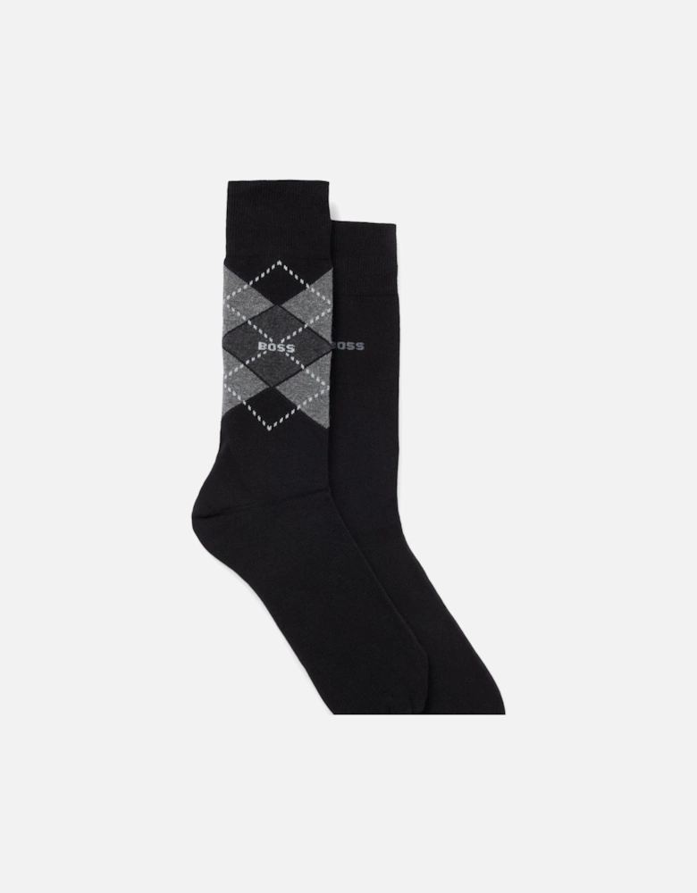 BOSS Orange 2 Pack Mens Combed Cotton Argyle Socks