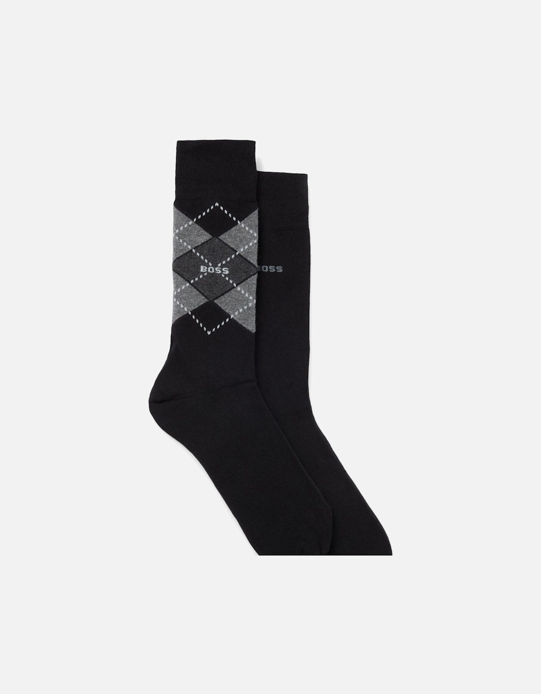 BOSS Orange 2 Pack Mens Combed Cotton Argyle Socks, 4 of 3