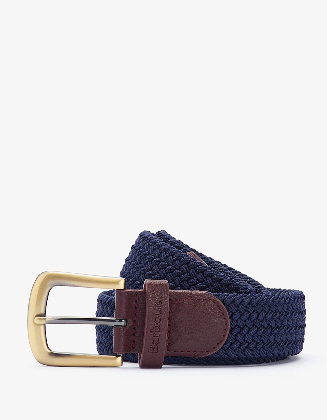 Stretch Webbing Mens Leather Belt - Navy, 2 of 1