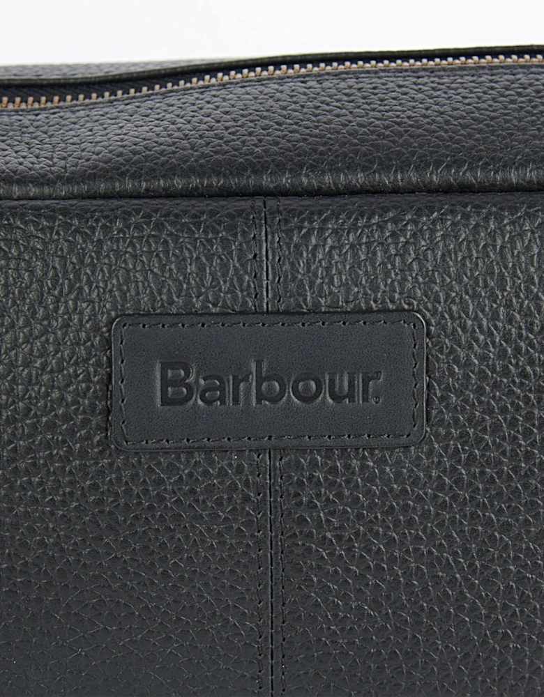 Highgate Mens Leather Washbag - Black