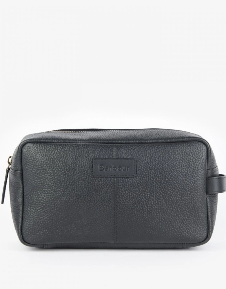 Highgate Mens Leather Washbag - Black