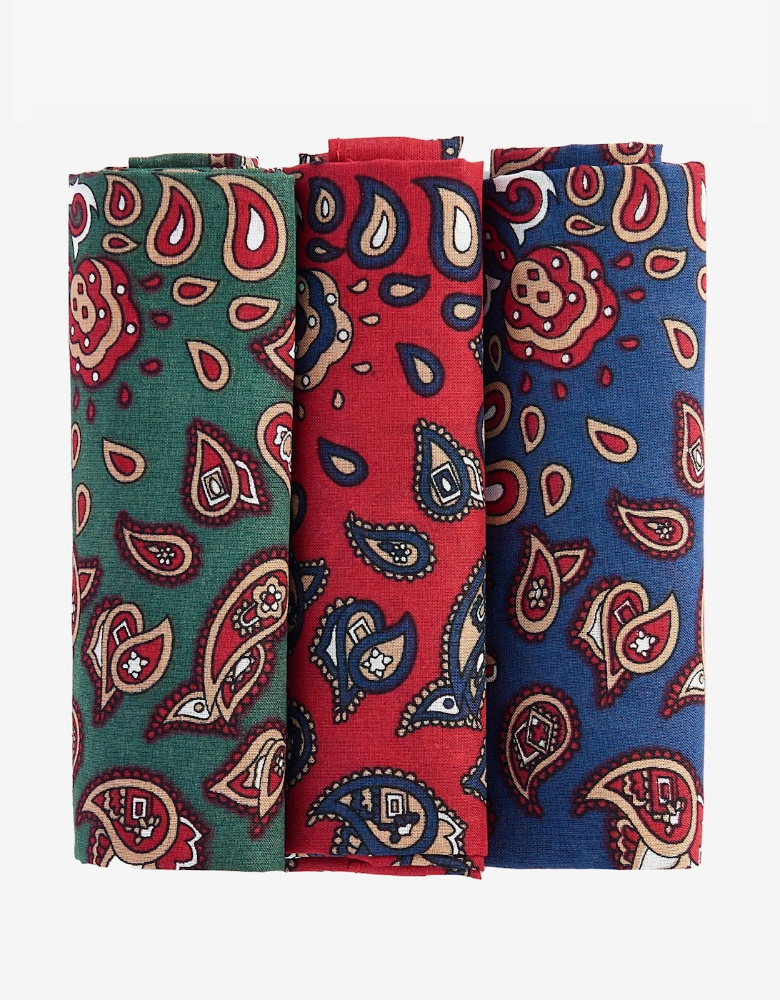 Paisley Hankies Boxed Set - Red/Green/Navy, 5 of 4