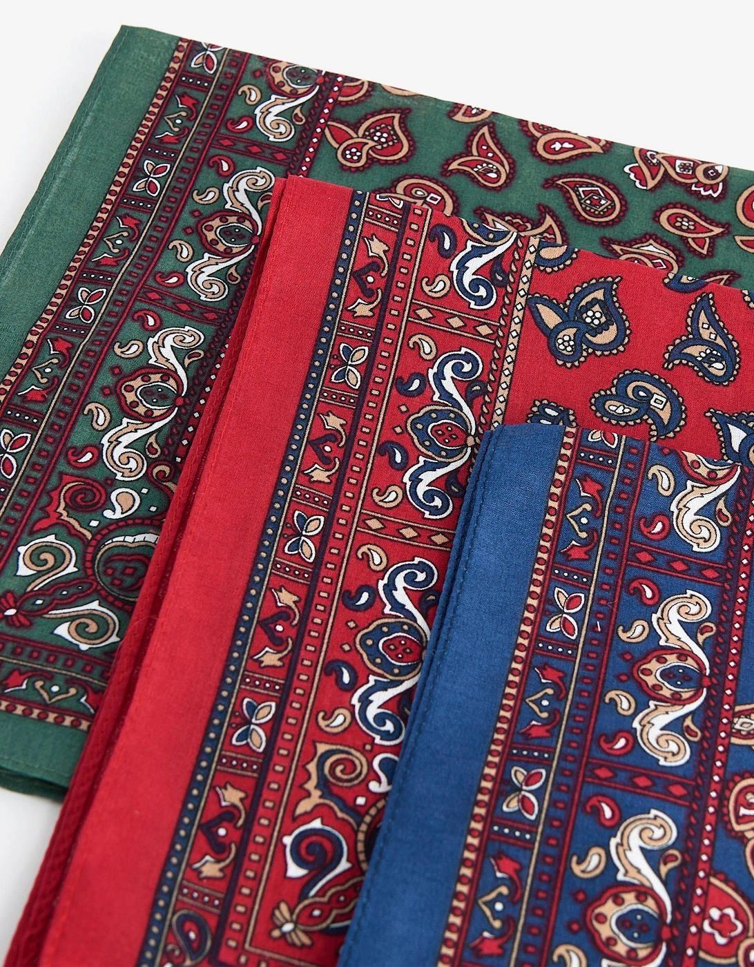 Paisley Hankies Boxed Set - Red/Green/Navy